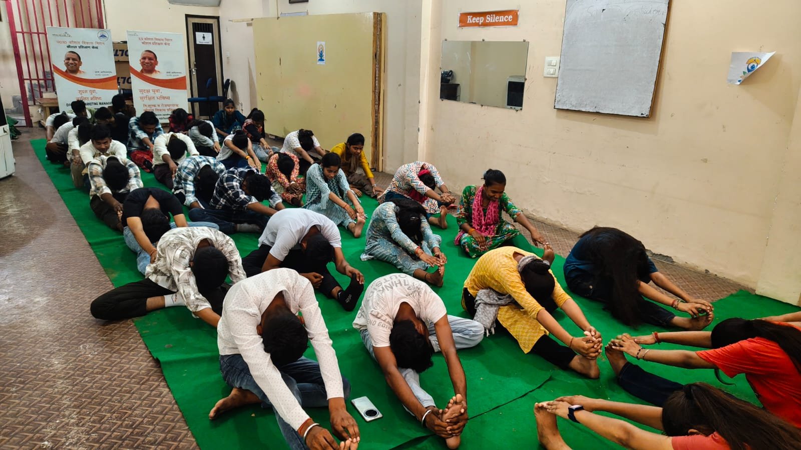 Group yoga and wellness activity at BEWS training centre